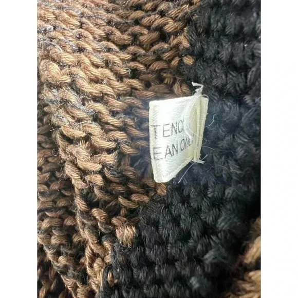 Vintage Rico Hand Knit Pancho Pull Over Sweater Brown One Size - Picture 7 of 8